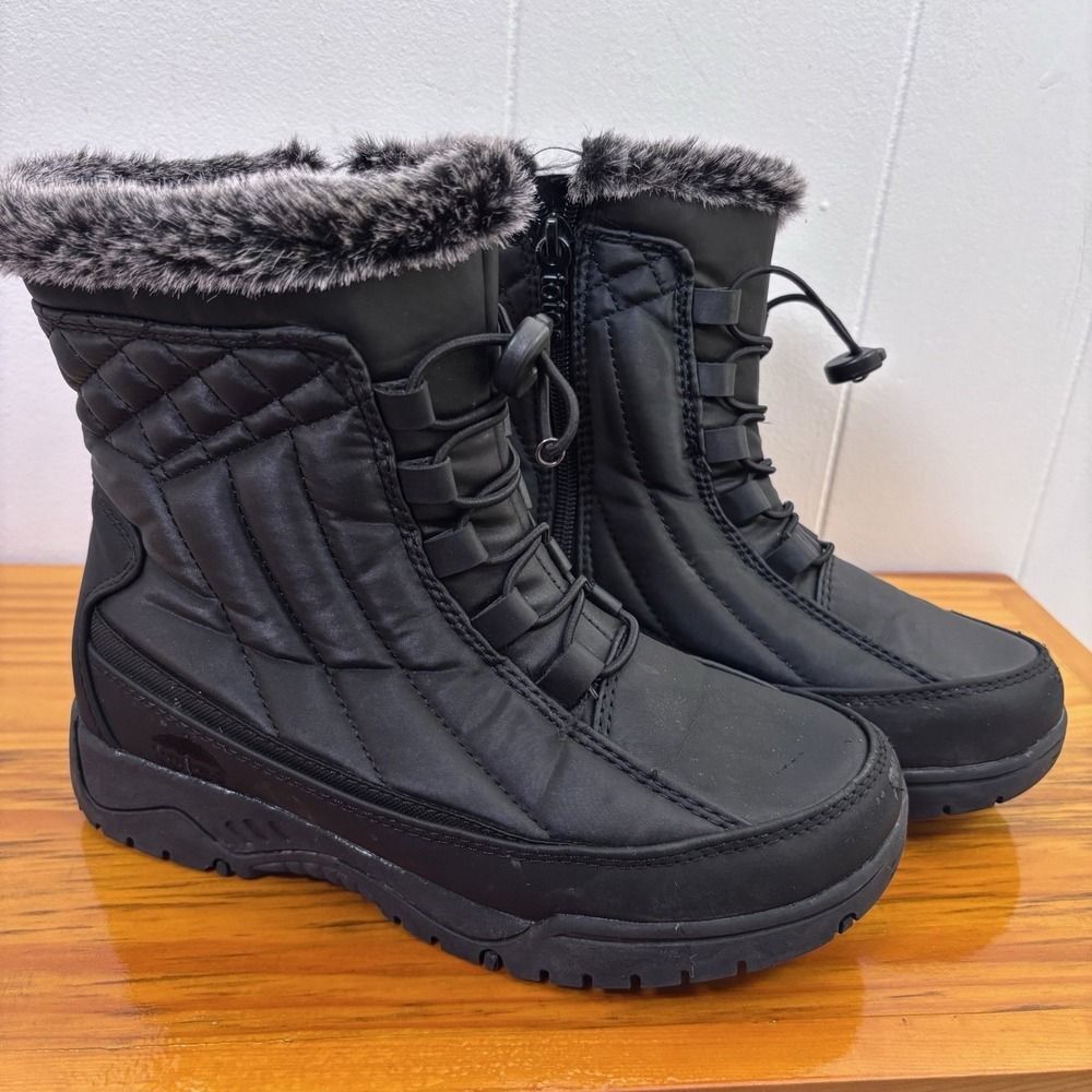 Totes Eve Fur Lined Women's 6M Snow Boots Waterproof All Weather Winter Black